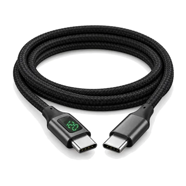 كيبل O8 من USB-C إلى USB-C بقوة 120 واط مع شاشة تعرض الواط