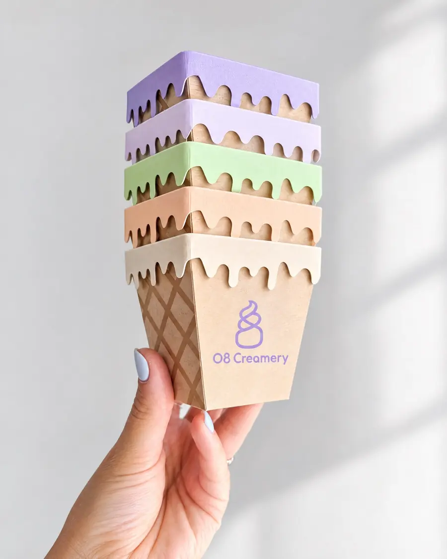 أكواب آيس كريم بحافة ذائبة من O8 Creamery